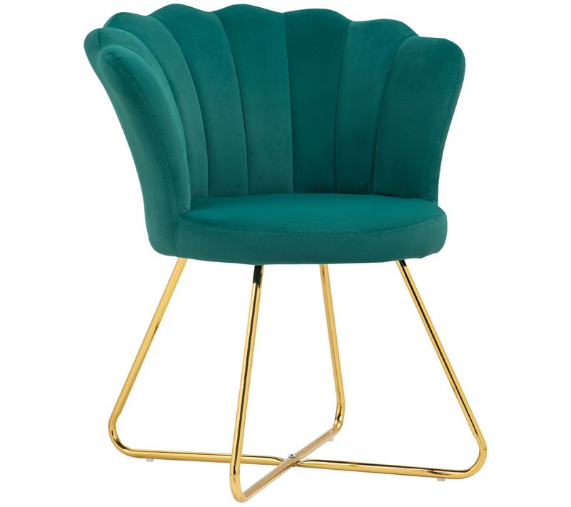 Fauteuil Design Coquillage Piètement Acier Doré Velours