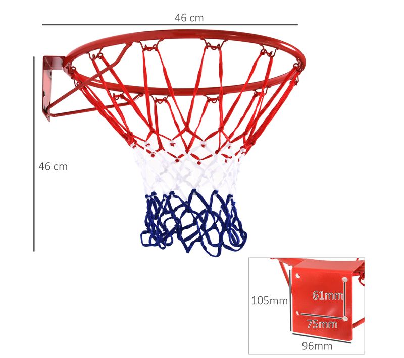 Panier De Basket-ball Mural Rouge