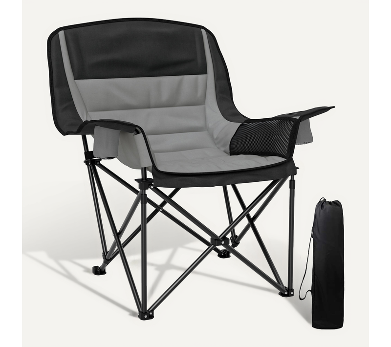 Chaise De Camping Pliante Rembourrée Nombreux Rangements Sac Transport