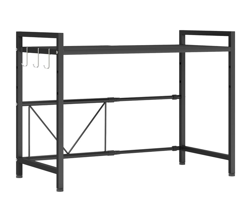 Étagère Extensible Pour Micro-ondes 3 Crochets Métal Noir
