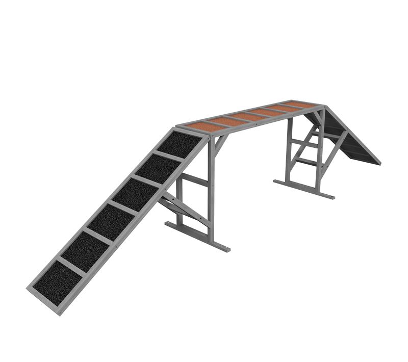 Rampe D'agilité Pour Chien Surface Antidérapante Max. 40kg Bois Gris