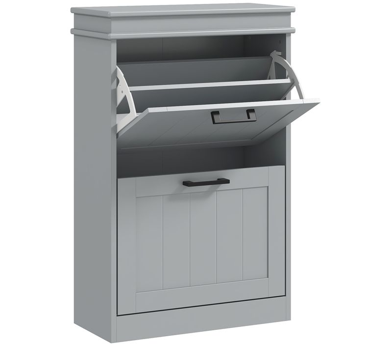 Meuble à Chaussures 2 Portes 2 Étagères Poignées