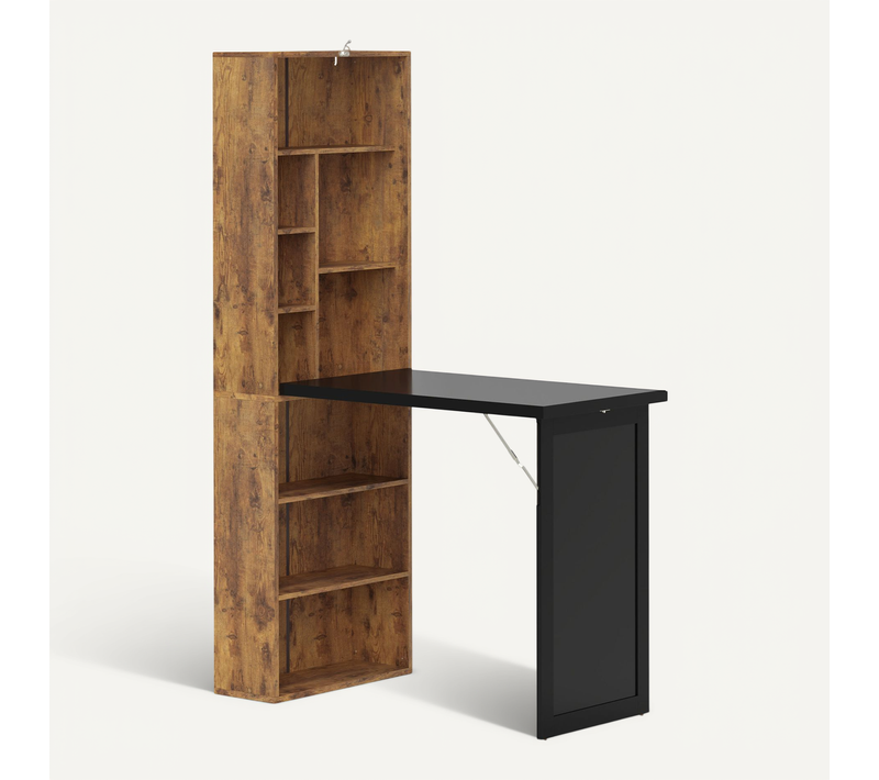Bureau Mural Pliable Bibliothèque Avec Tableau Craie Intégré