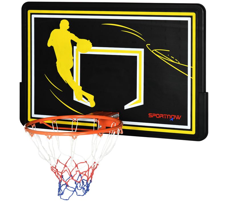 Panier De Basket Mural - Structure Acier - Accessoires Montage Inclus - Noir