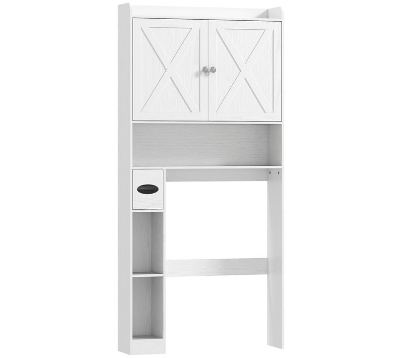 Meuble Wc Dessus Toilettes 2 Portes étagère 3 Niches Porte-papier Blanc