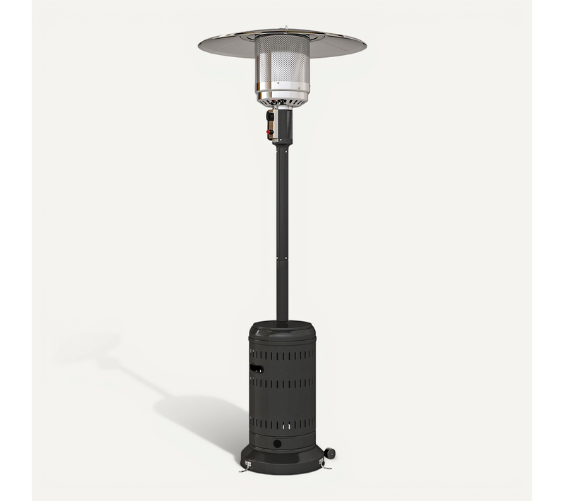 Parasol Chauffant Gaz Mobile 11 Kw Allumage Piézo H.223cm Métal Noir Alu.