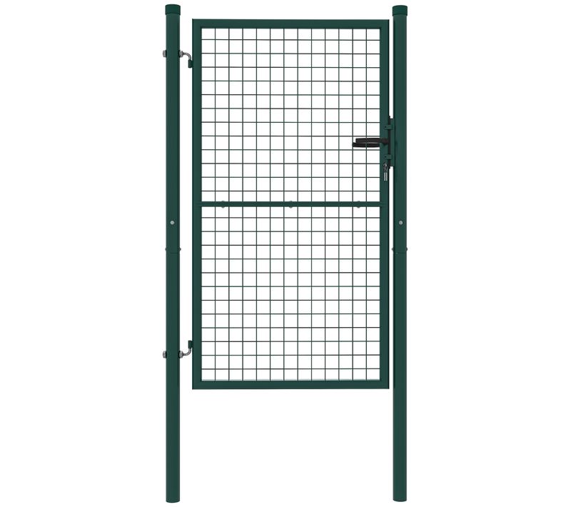 Portillon Grillagé - Gâche Réversible, Serrure Encastrée, 3 Clés Acier Vert