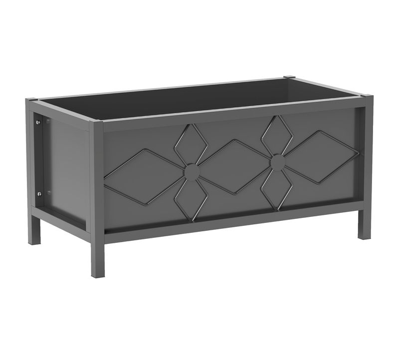 Jardinière Sur Pied Design Fleurs Acier Thermolaqué Noir