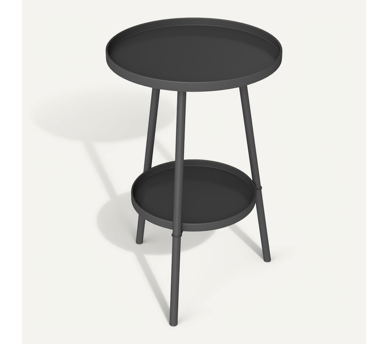 Table D'appoint De Jardin Ronde 2 Niveaux Métal
