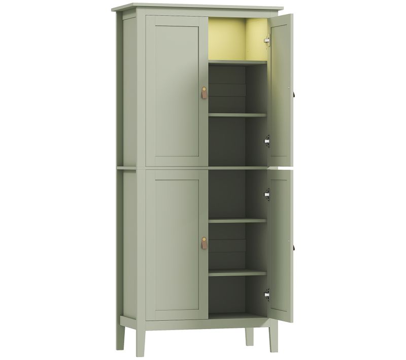 Armoire De Cuisine LED Sur Pied Style Classique Chic 4 Portes 6 Niveaux