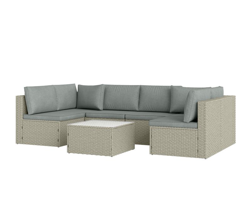 Ensemble Salon De Jardin Modulable 6 Personnes Résine Gris