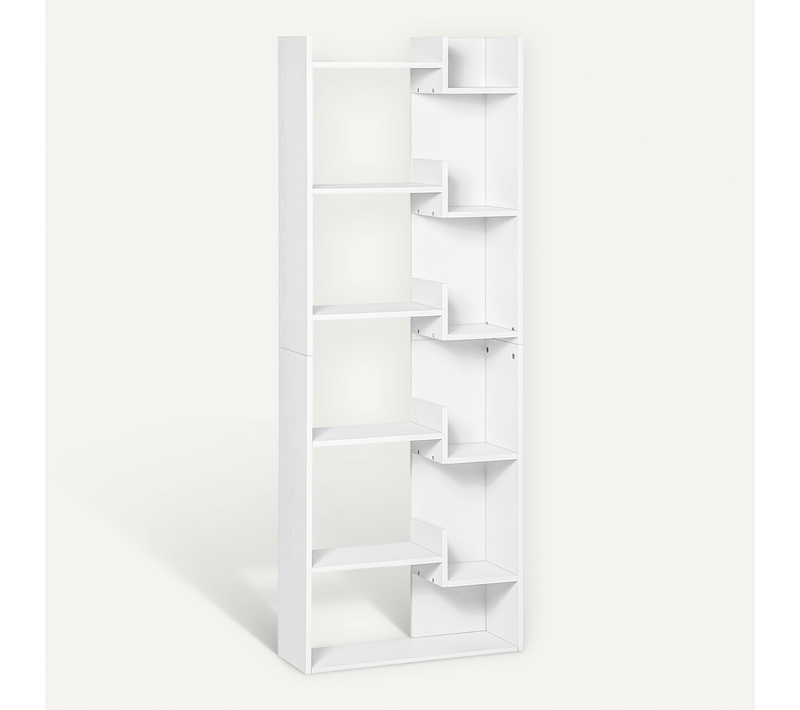 Bibliothèque étagère 6 Niveaux Design Zig Zag Effet Bois Blanc