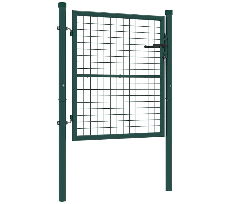 Portillon Grillagé - Gâche Réversible, Serrure Encastrée, 3 Clés Acier Vert