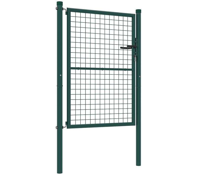 Portillon Grillagé - Gâche Réversible, Serrure Encastrée, 3 Clés Acier Vert