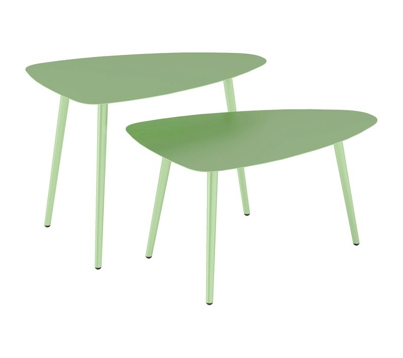 Lot De 2 Tables Basses Gigognes De Jardin Design Acier Métal