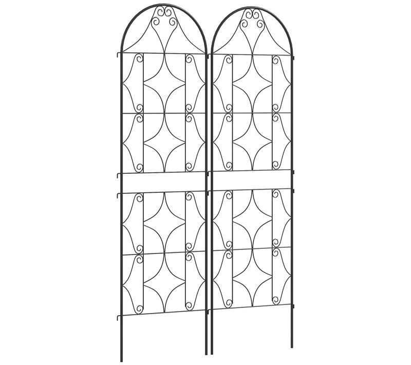 Treillis De Jardin Effet Fer Forgé - Lot De 2 - 50 X 180 Cm - Métal époxy Noir