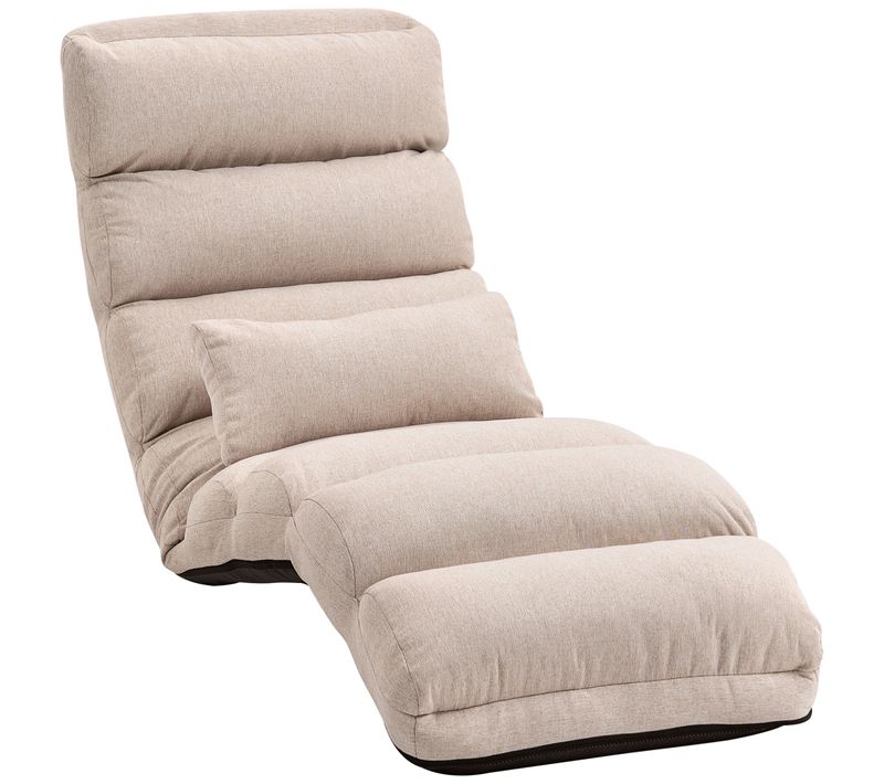 Fauteuil Paresseux Convertible Réglable Tissu Tohcer Lin Beige