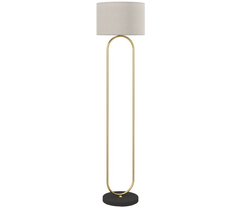 Lampadaire Design Néo-rétro H.156 Cm Métal Doré Abat-jour Tissu Lin