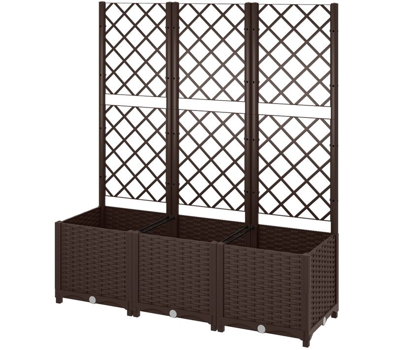 Jardinière Treillis Haut H.135 Cm Effet Rotin Tressé Pp Chocolat