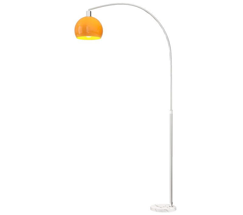 Lampadaire Arc Design H.180 Cm Marbre Blanc Plastique Orange