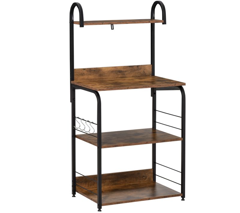 Étagères De Cuisine Meuble Micro-ondes Métal Aspect Bois