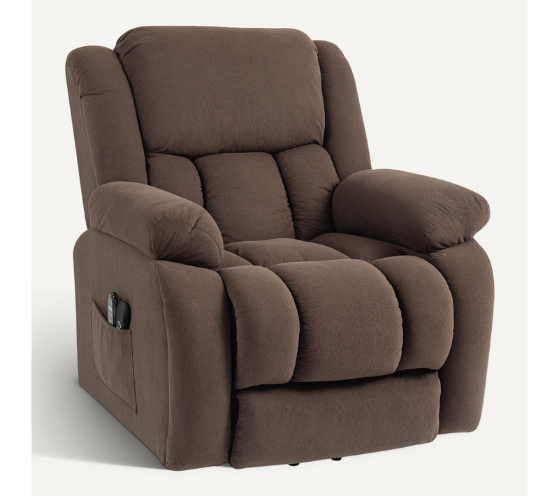Fauteuil Releveur Massant Chauffant Inclinable Rétractable Tissu Chocolat