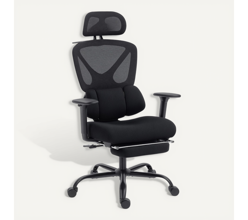 Chaise De Bureau Ergonomique Inclinable Réglable Repose-pieds Rétractable