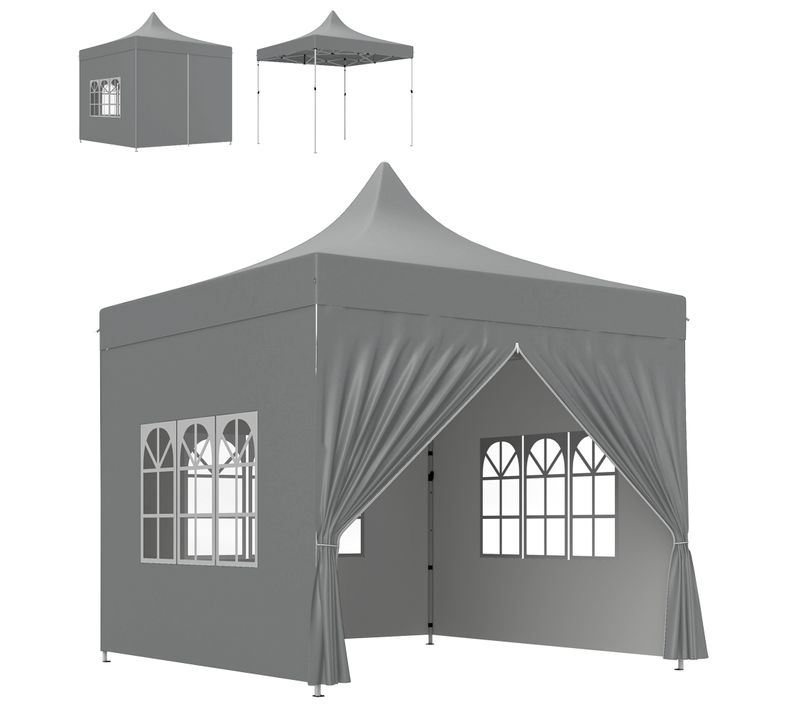 Tonnelle Barnum Pop-up 3 X 3 M 3 Fenêtres Sac Transport Gris