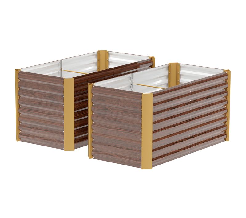 Lot De 2 Jardinières Rectangulaires Tôle Acier Ondulé
