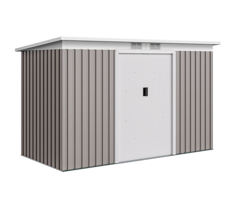 Abri De Jardin Portes Verrouillables Tôle D'acier Bicolore Gris