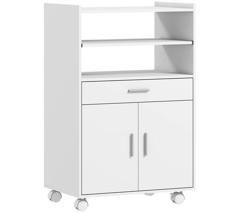 Desserte De Cuisine Meuble Micro-ondes Multi-rangement Blanc