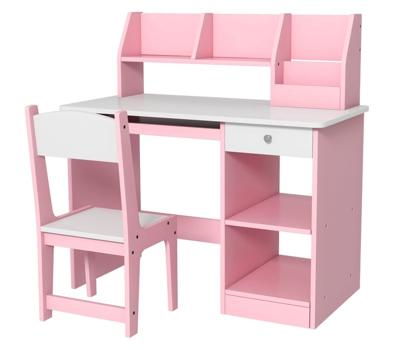 Bureau Enfant Multi-rangement - Ensemble Bureau, Chaise, Étagère