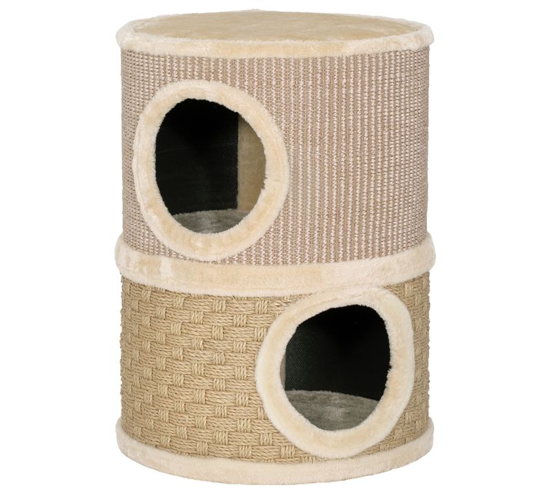 Tour à Griffer Pour Chat - 2 Niches, Plateforme - Sisal Corde D'algues Beige