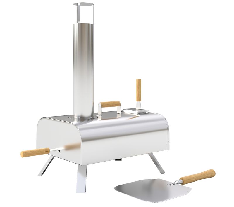 Four à Pizza Pliable Portable à Bois Ou Pellet - Pierre Réfractaire, Ustensiles Inclus - Acier Inox