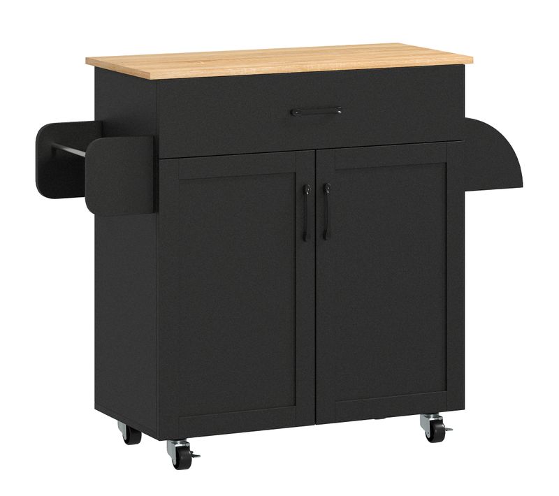 Desserte De Cuisine 2 Portes Étagère Tiroir Porte-torchons Étagère Épices