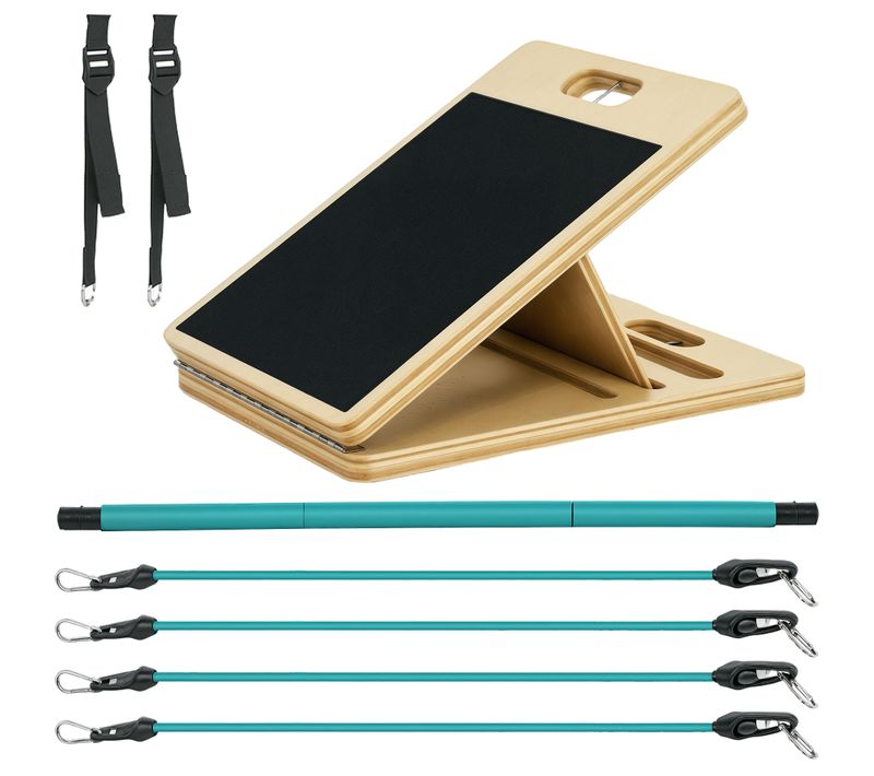 Ensemble Pilates 8 Pièces Barre, Planche Réglable Et 6 Bandes Résistance