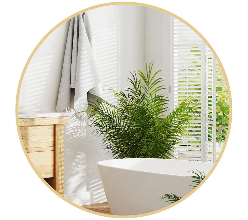 Miroir Mural Rond Dia. 70 Cm Cadre Métal Doré