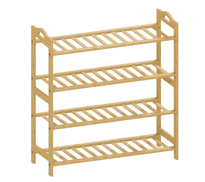 Étagère Bambou Style Naturel Étagère à Chaussures 4 Niveaux