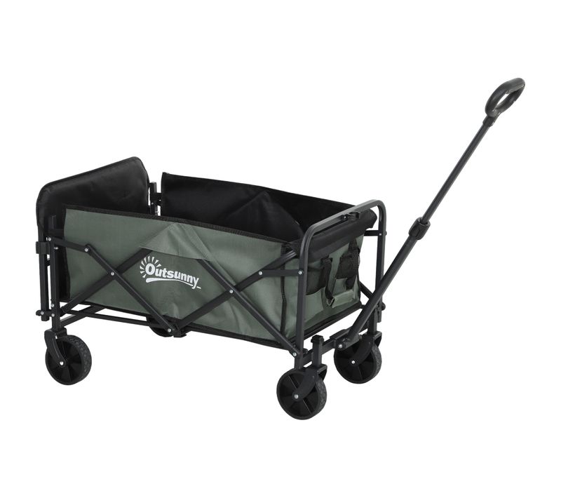 Chariot De Transport Jardin Pliable Poignée Kaki