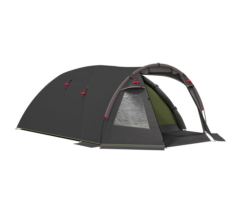 Tente Camping 6 Places - Tente Tunnel Familiale - Sac Inclus - Noir