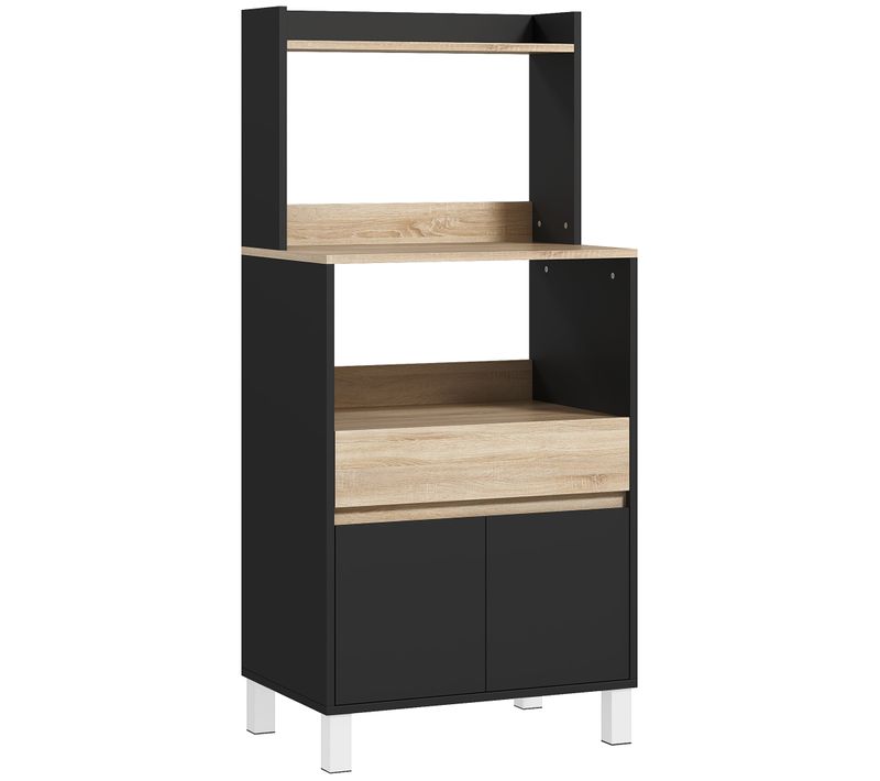 Rangement Desserte De Cuisine Micro-ondes 2 Portes Niches Tiroir étagère