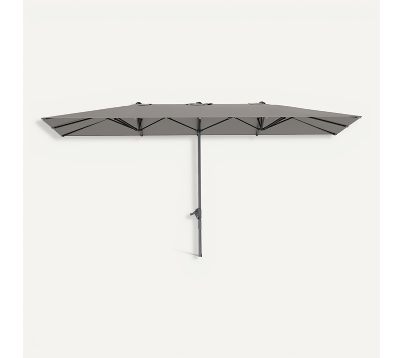Parasol De Jardin Grande Taille Dim. 4,51 X 2,64 M Manivelle Upf 50+ Gris