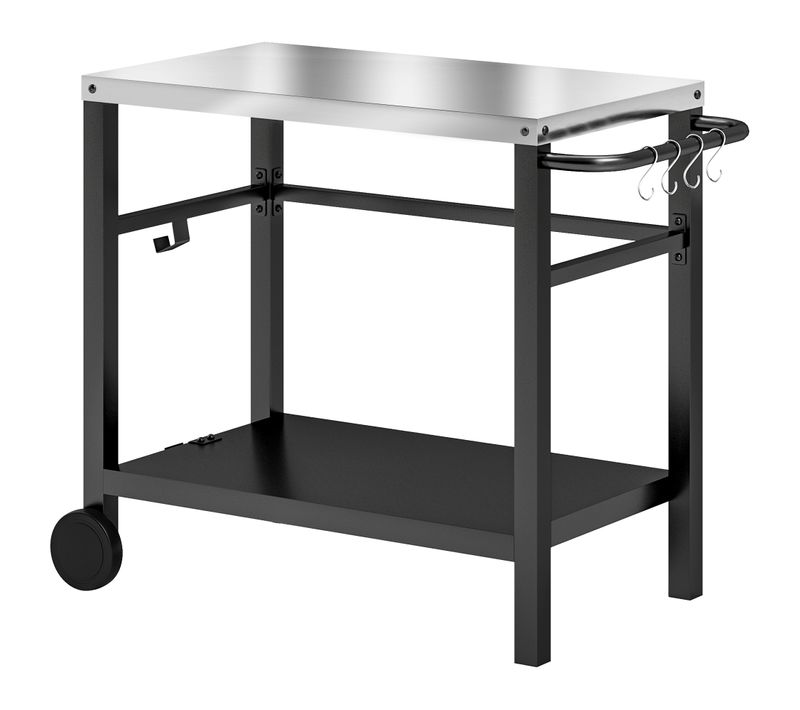 Desserte Jardin Pour Plancha Barbecue étagère Crochets Métal Gris