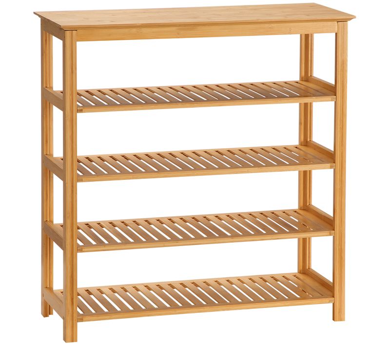 Étagère à Chaussures En Bambou 5 Niveaux Dim. 80 X 29 X 82 Cm