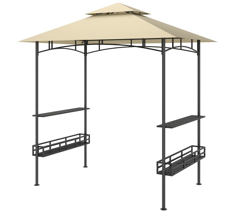 Abri Pour Barbecue - 4 étagères - Métal Noir Tissu