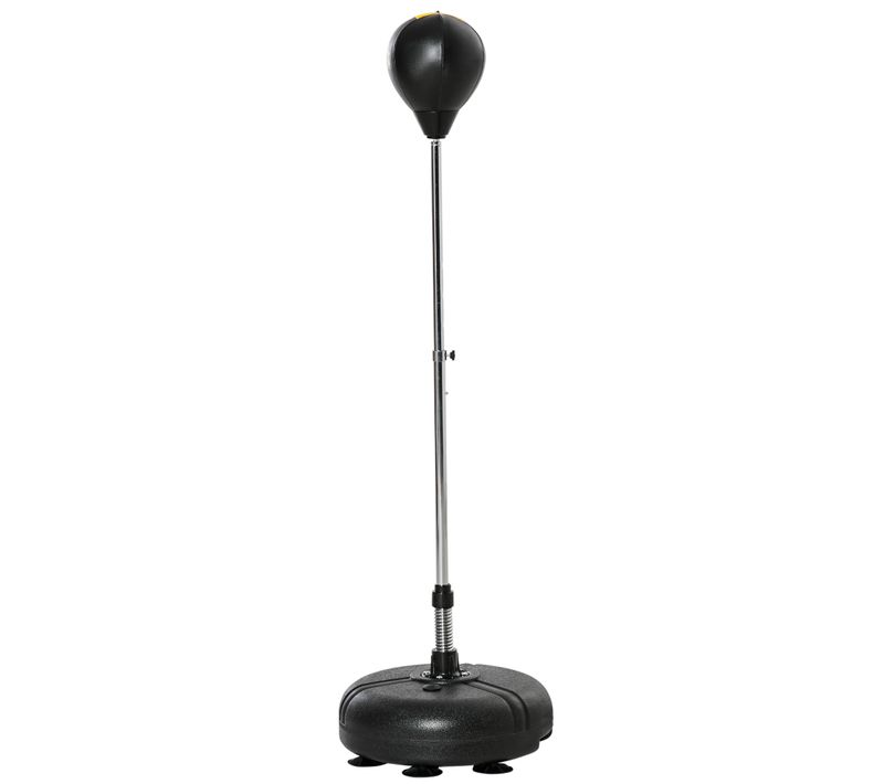 Punching Ball Sur Pied Hauteur Réglable H.133 -151cm Ressort Central Socle Ventouses Jaune Noir
