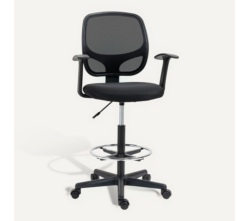 Chaise Bureau Ergonomique Assise Haute Réglable Maille Noir
