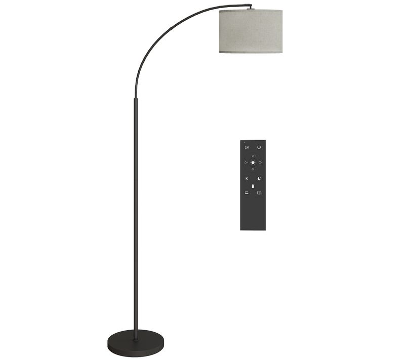 Lampadaire LED Dimmable H.180 Cm Avec Télécommande Abat-jour Réglable Noir