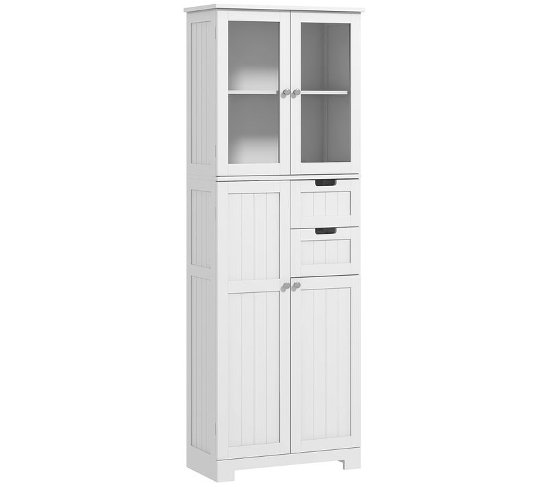 Meuble Haut De Salle De Bain - Armoire Salle De Bain - 4 Portes, 2 Tiroirs