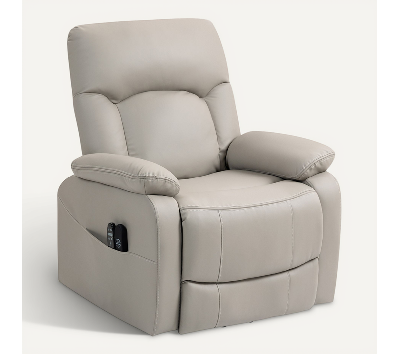 Fauteuil Releveur électrique Massant Chauffant Inclinable Synthétique Gris Clair